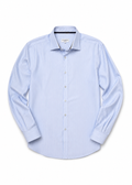 Taylor & Wright blue and white vertically striped regular-fit shirt with long sleeves and a pointed collar