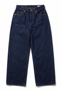 Dark indigo wide-leg jeans on a clean white background
