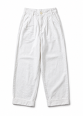 White pleated wide-leg trousers on a clean white background