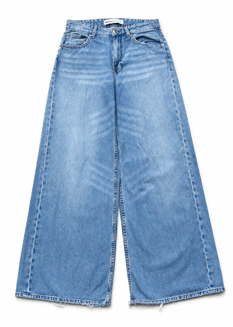 Bershka Light-Wash Extra-Wide Jeans