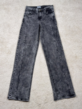 Washed charcoal grey straight-leg jeans, front view