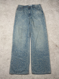 Pull&Bear light blue speckled wide-leg jeans, front view