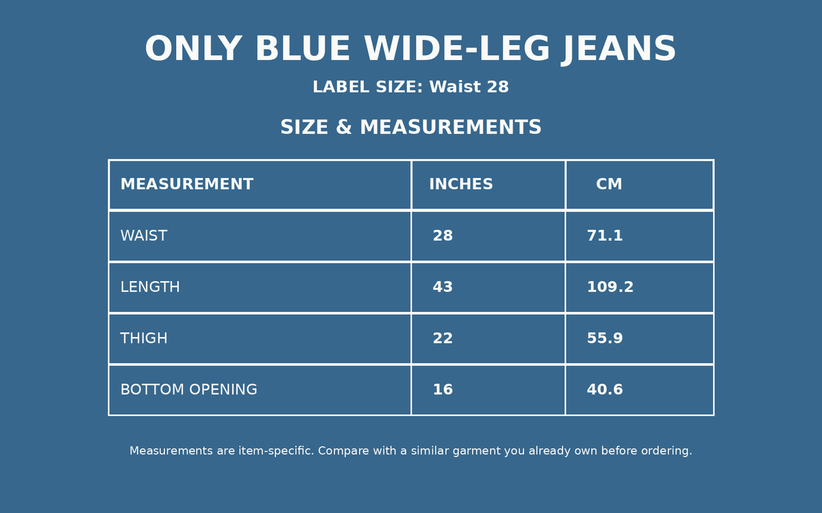 ONLY Blue Wide-Leg Jeans