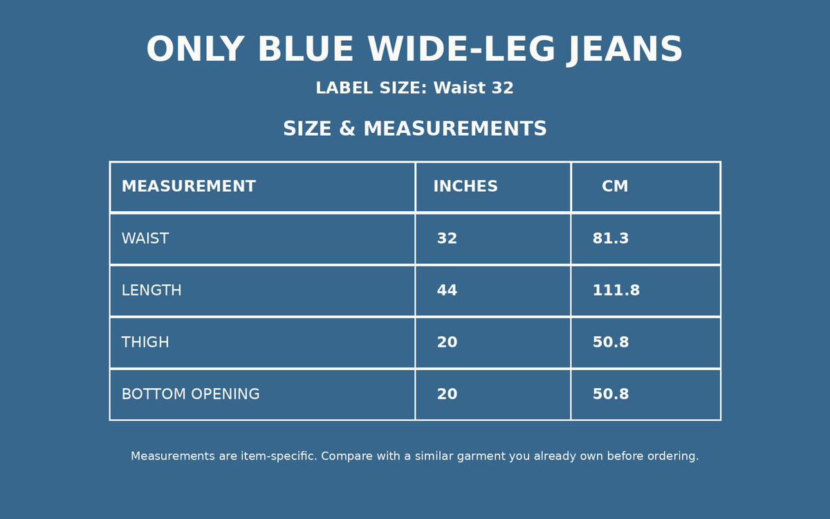 ONLY Blue Wide-Leg Jeans – Waist 32